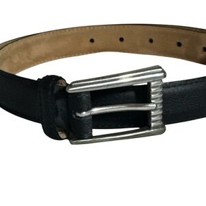 PERRY ELLIS Vintage Elite Cowhide Thin Belt with Stylish Silver Buckle